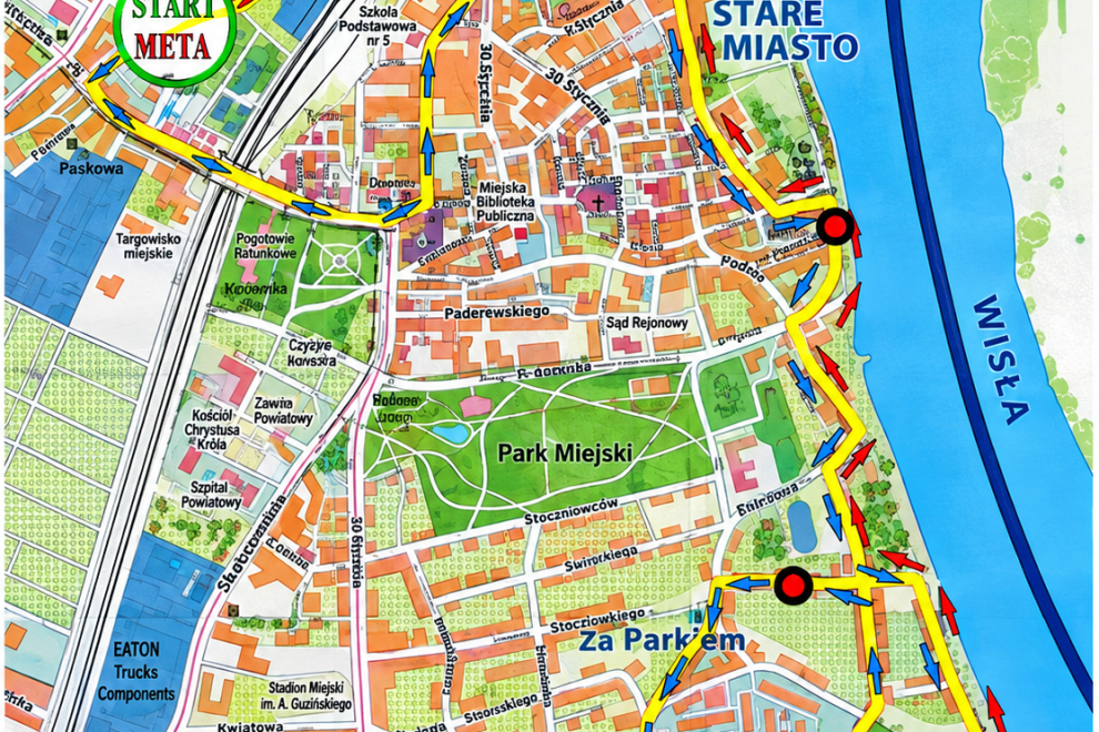 Mapa trasy biegu nad Wisłą